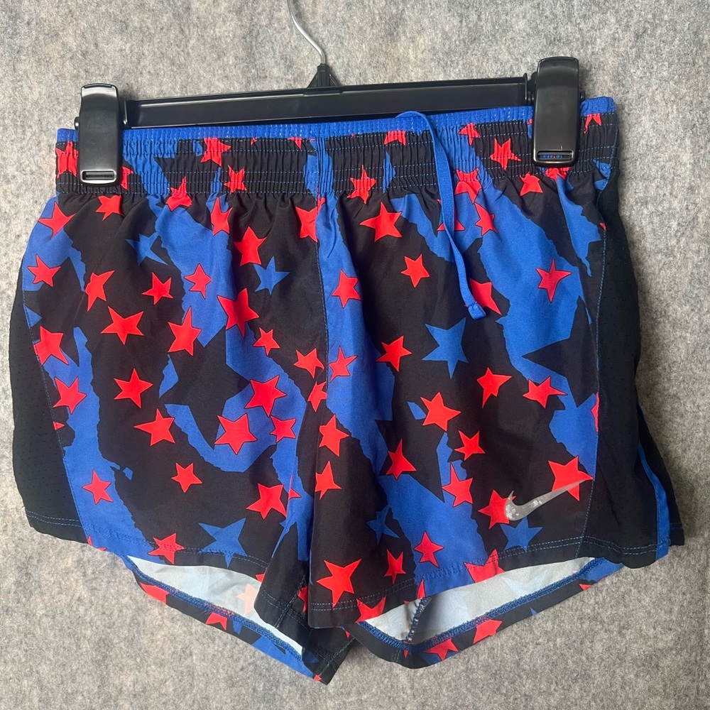 Nike Women's Size‎ Small Athletic Blue Red Star Pattern athletic running shorts